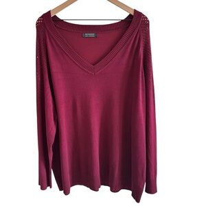 BloomChic Fishnet Knit Sweater 22-24 Long Sleeve V-Neck Pullover Casual Chic